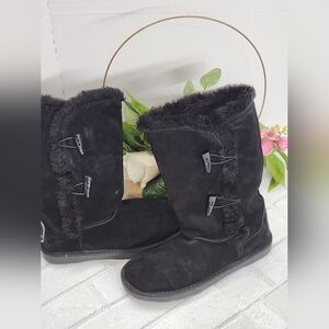 White Mountain Black Faux Fur Winter Boots